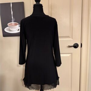 Cato Classic Black Sheer Neckline Top